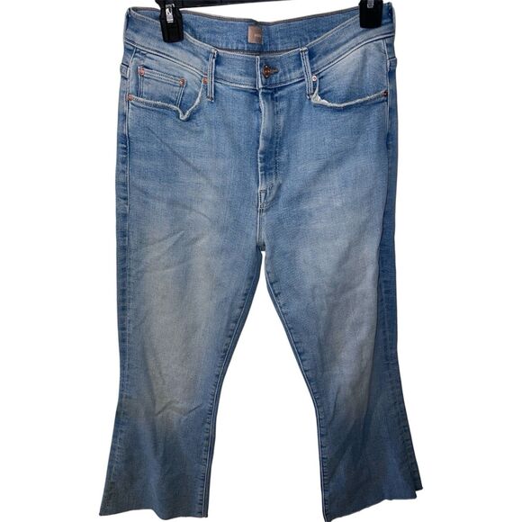 MOTHER The Weekender Fray Mentally Elsewhere Jeans 30x26 Flare Crop High Rise - Picture 1 of 14
